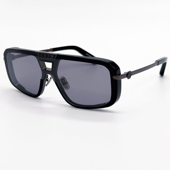 NEW PHILIPP PLEIN SUNGLASSES SPP008M 700X SHIELD BLACK MEN EYEWEAR PHILIPP PLEI - Picture 2 of 11